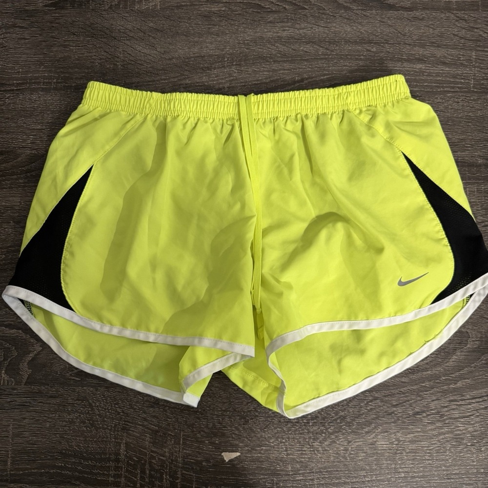 Nike Women's Dri FIT Tempo Running Shorts Medium Yellow 3" Lined